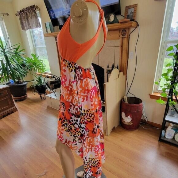 Summer Dress No Boundaries 7-9 Junior halter floral Criss-cross padded hi-low - Picture 6 of 10